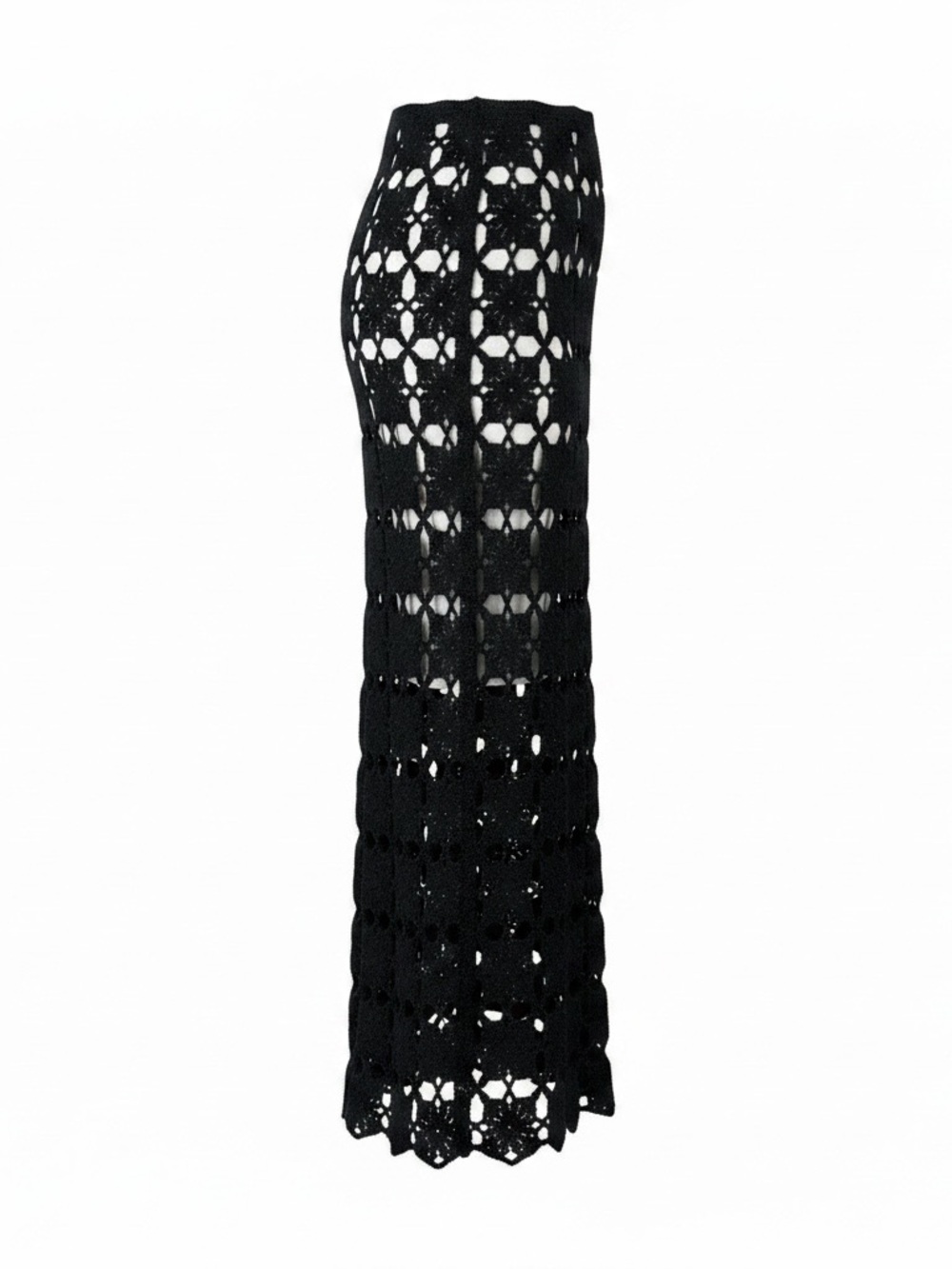 VICI Crochet Knit Maxi Skirt Black Boho Beach Resort Cover Up Medium - Picture 5 of 7